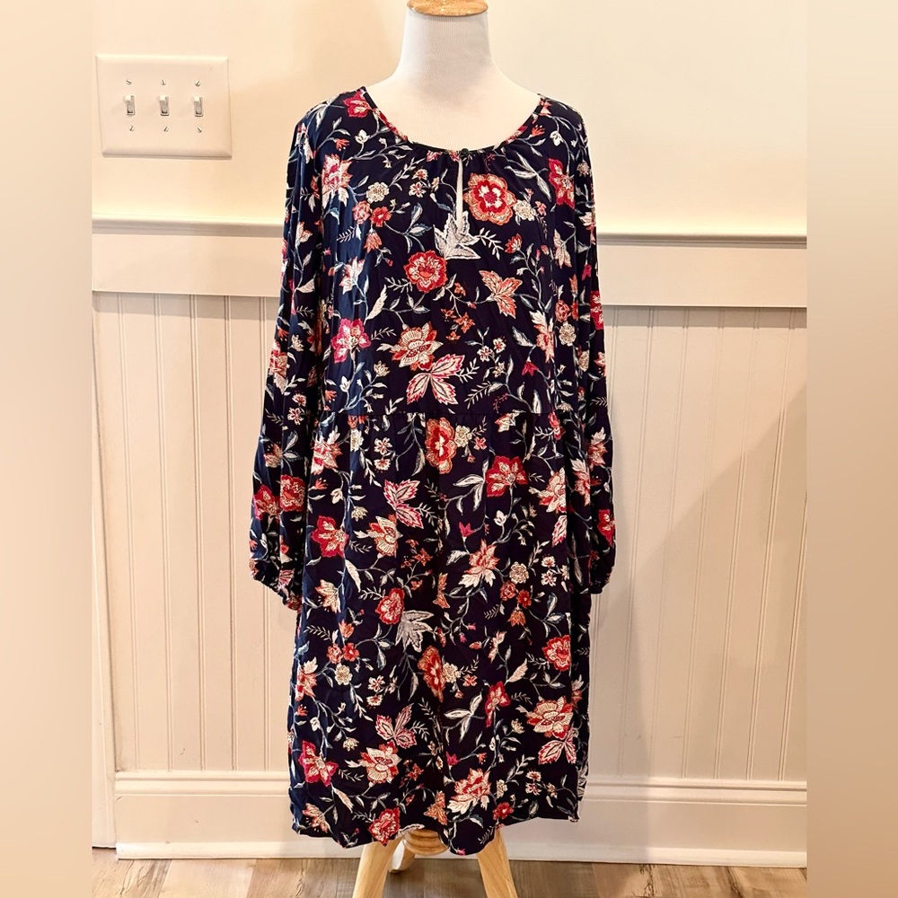 Old Navy - Dark Blue Floral Long Sleeve Dress